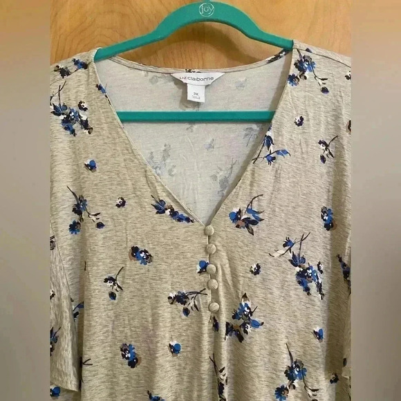 Liz Claiborne Top Beige Floral Turtle Dove Size 3x NWT - Picture 4 of 10
